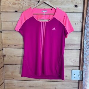 Response ClimaCool Running Shirt Womens X-Large Magenta Pink Cutout Back Adidas